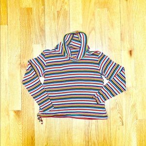 Vintage crop rainbow turtleneck with drawstring